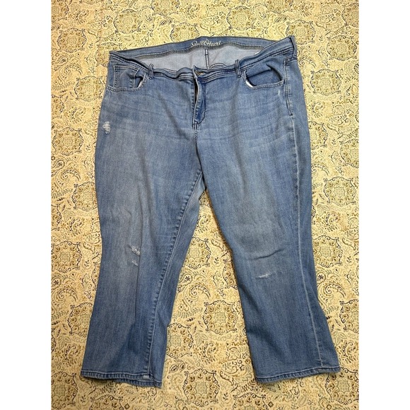 Old Navy Womens Sz 18 Regular SweetHeart Capris Mid Rise Stretch Jeans Blue - Picture 1 of 11